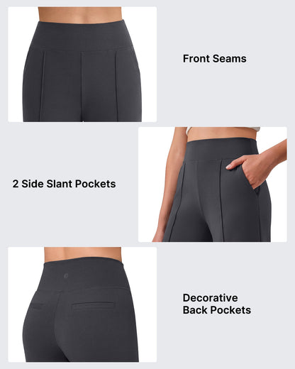 G4Free EverGoing Pantalones de yoga de pierna ancha de talle alto con costura frontal y bolsillos