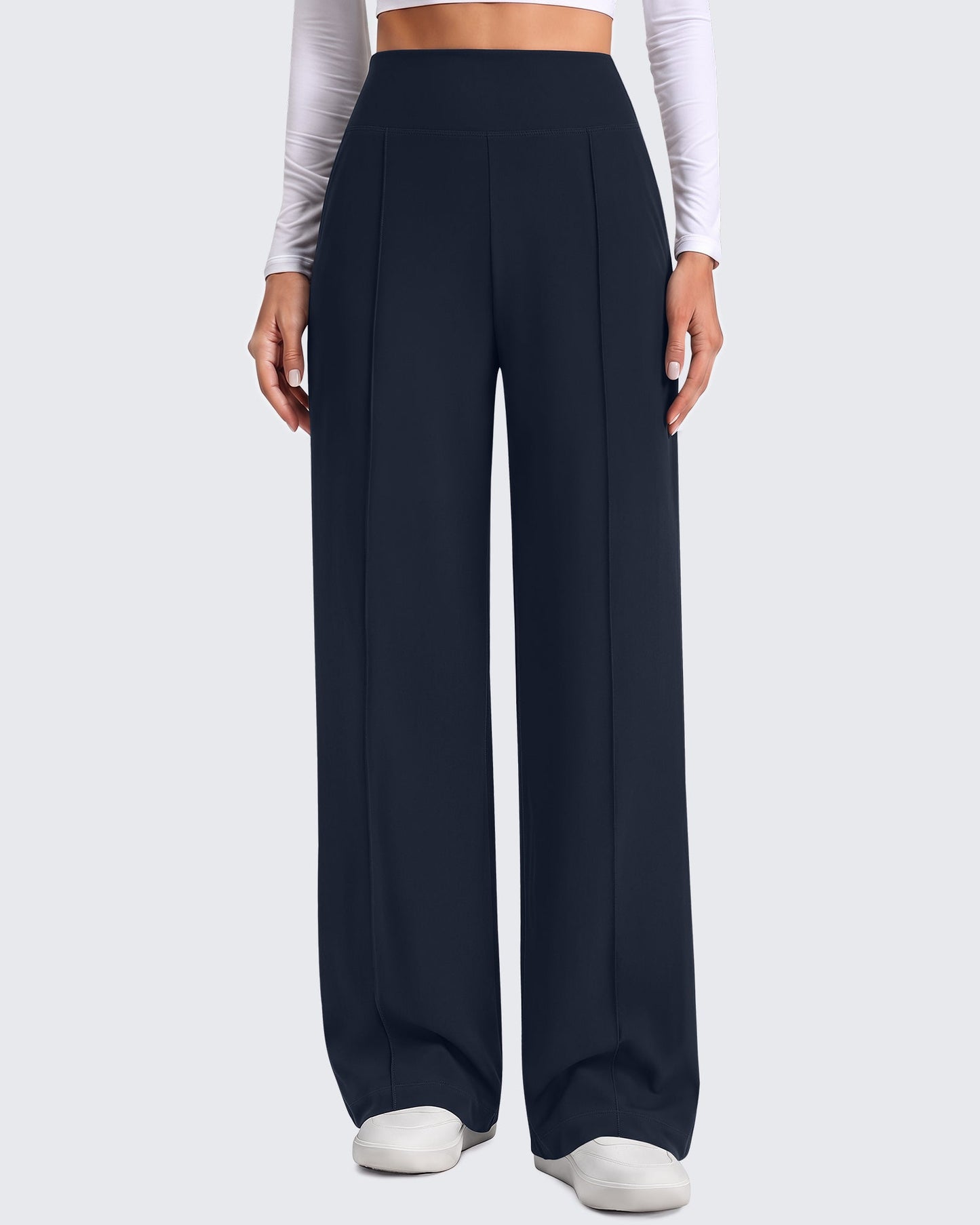 G4Free EverGoing Pantalones de yoga de pierna ancha de talle alto con costura frontal y bolsillos