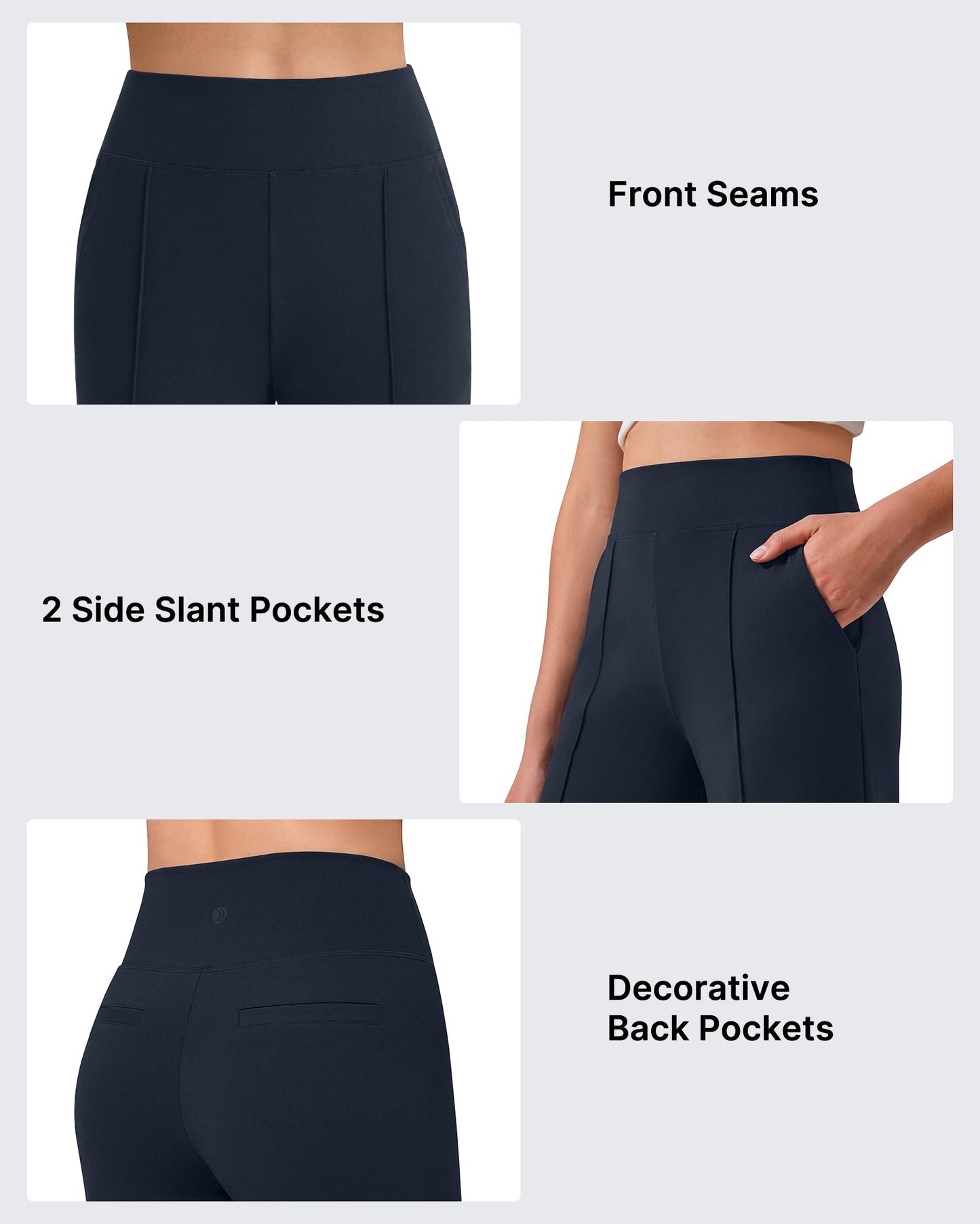 G4Free EverGoing Pantalones de yoga de pierna ancha de talle alto con costura frontal y bolsillos