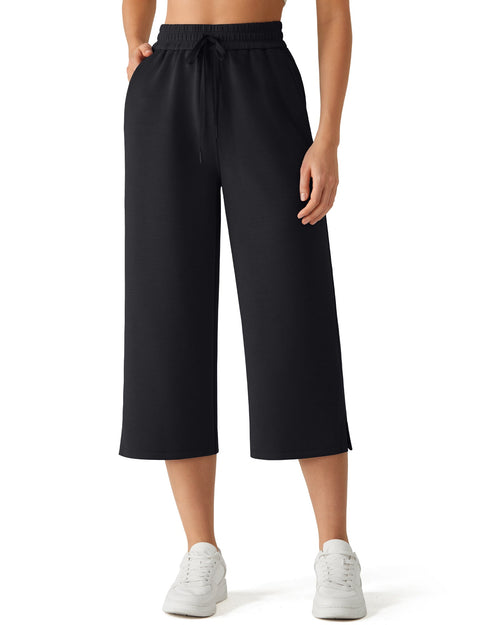 G4Free Smoofit Pantalones Capri de Pierna Ancha con Cordón y Bolsillos