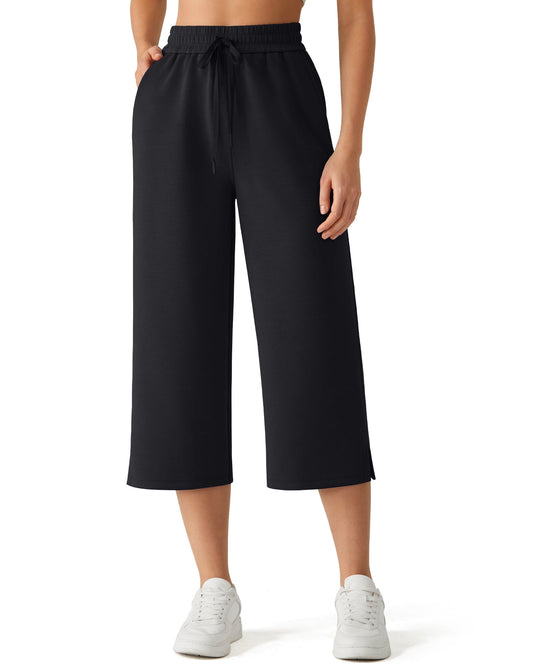 G4Free Smoofit Pantalones Capri de Pierna Ancha con Cordón y Bolsillos