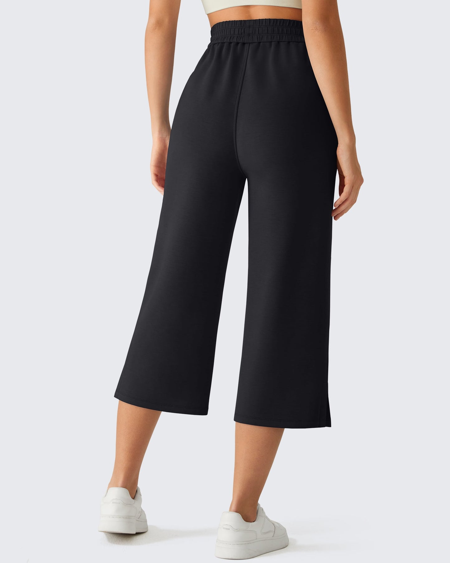 G4Free Smoofit Pantalones Capri de Pierna Ancha con Cordón y Bolsillos