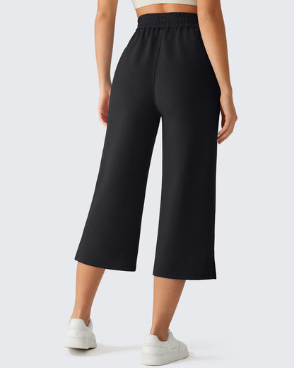 G4Free Smoofit Pantalones Capri de Pierna Ancha con Cordón y Bolsillos