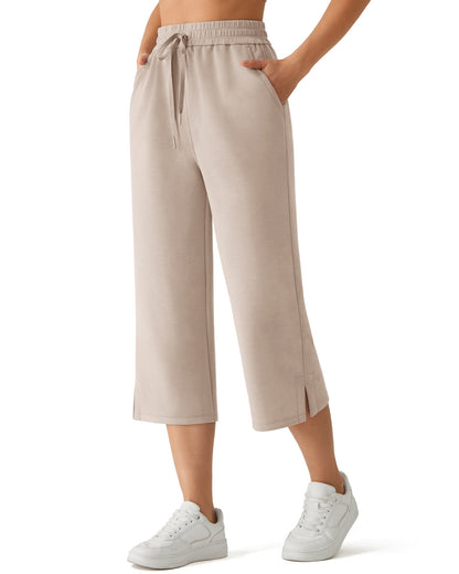 G4Free Smoofit Pantalones Capri de Pierna Ancha con Cordón y Bolsillos