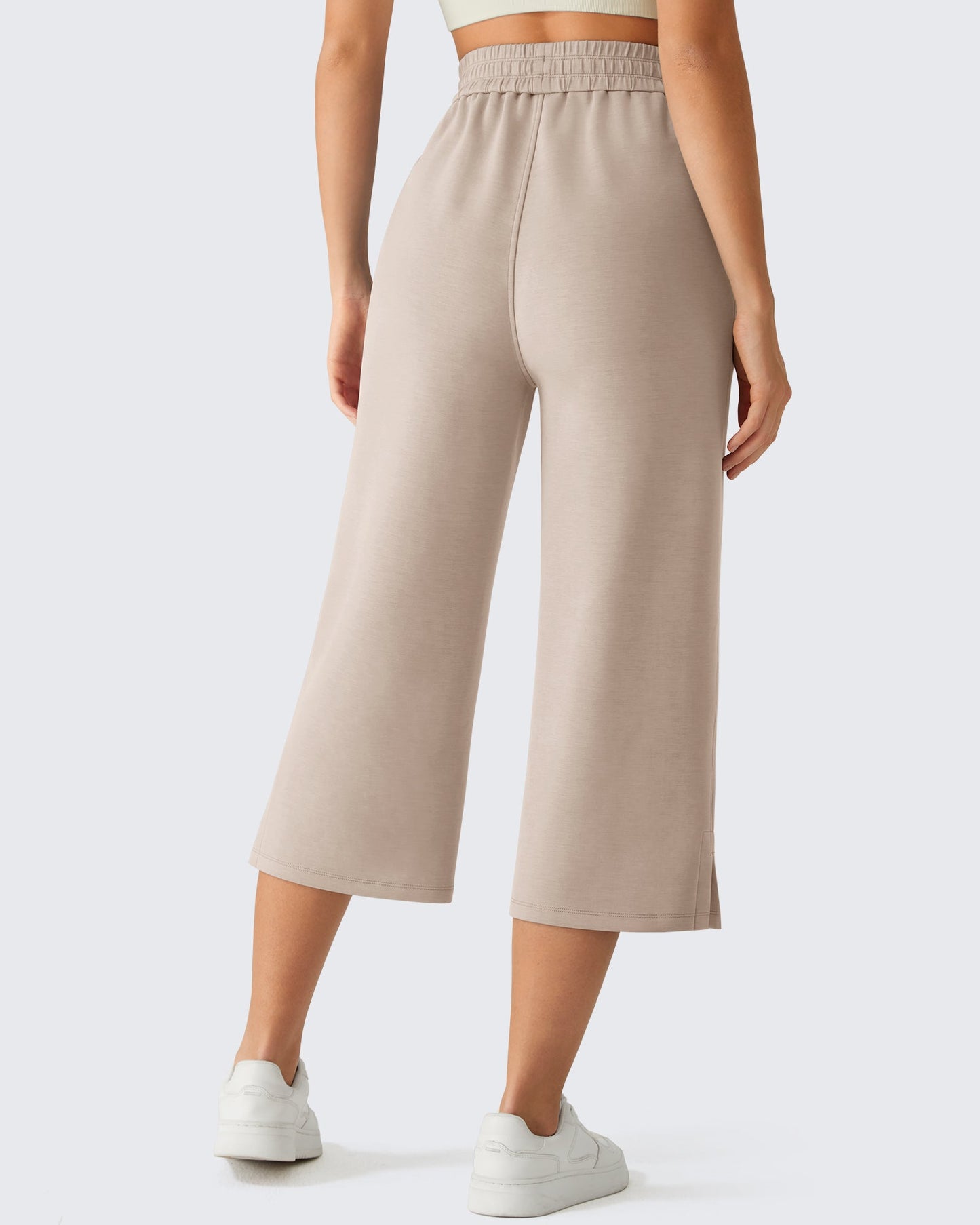 G4Free Smoofit Pantalones Capri de Pierna Ancha con Cordón y Bolsillos