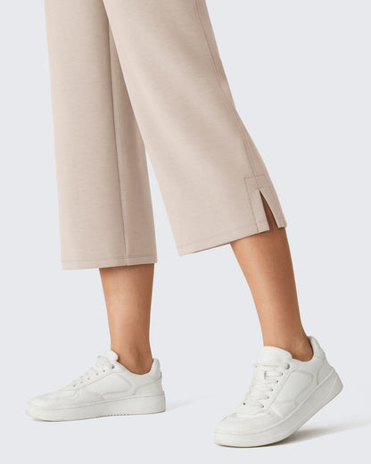 G4Free Smoofit Pantalones Capri de Pierna Ancha con Cordón y Bolsillos