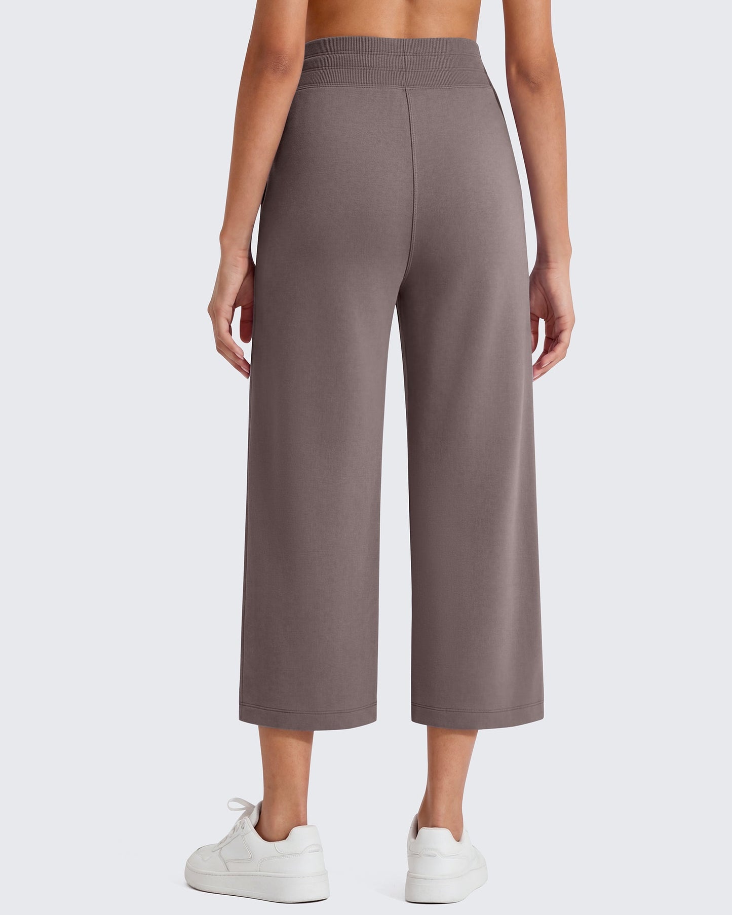 G4Free Smoofit Capris de cintura alta con cordón, pierna ancha y bolsillos