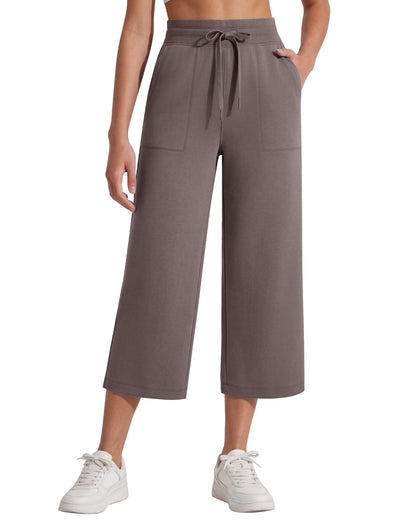 G4Free Smoofit Capris de cintura alta con cordón, pierna ancha y bolsillos