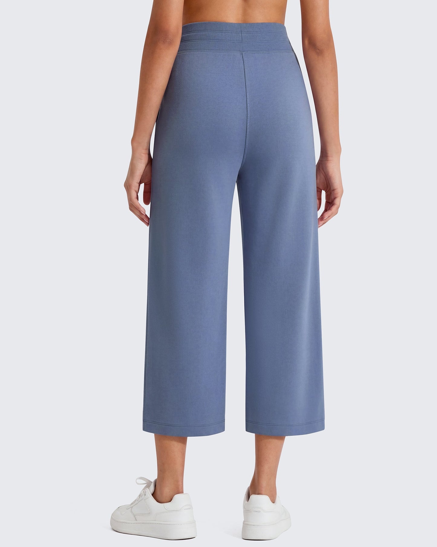 G4Free Smoofit Capris de cintura alta con cordón, pierna ancha y bolsillos