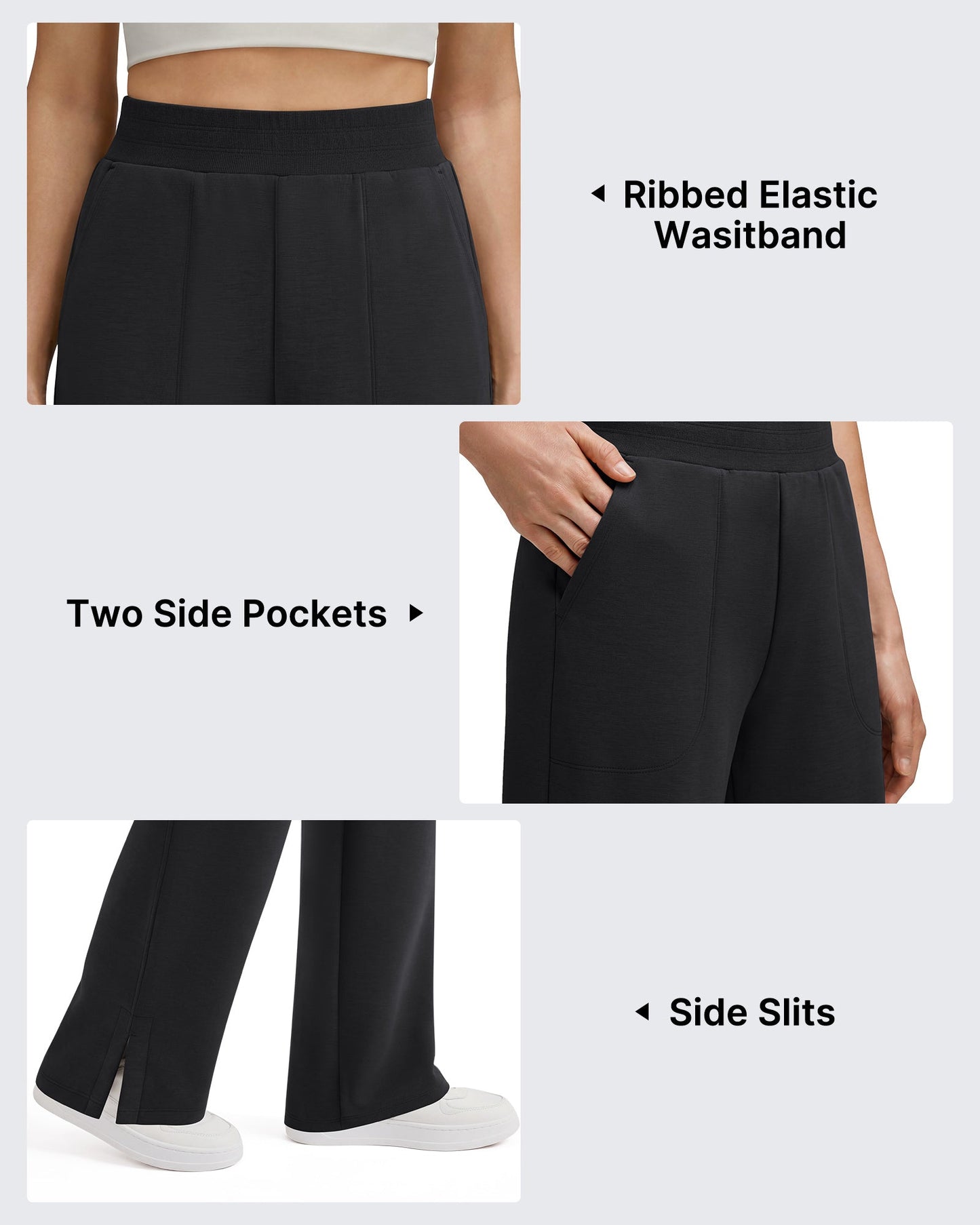 Pantalones de chándal suaves de modal Smoofit G4Free, cintura acanalada, aberturas laterales con bolsillos