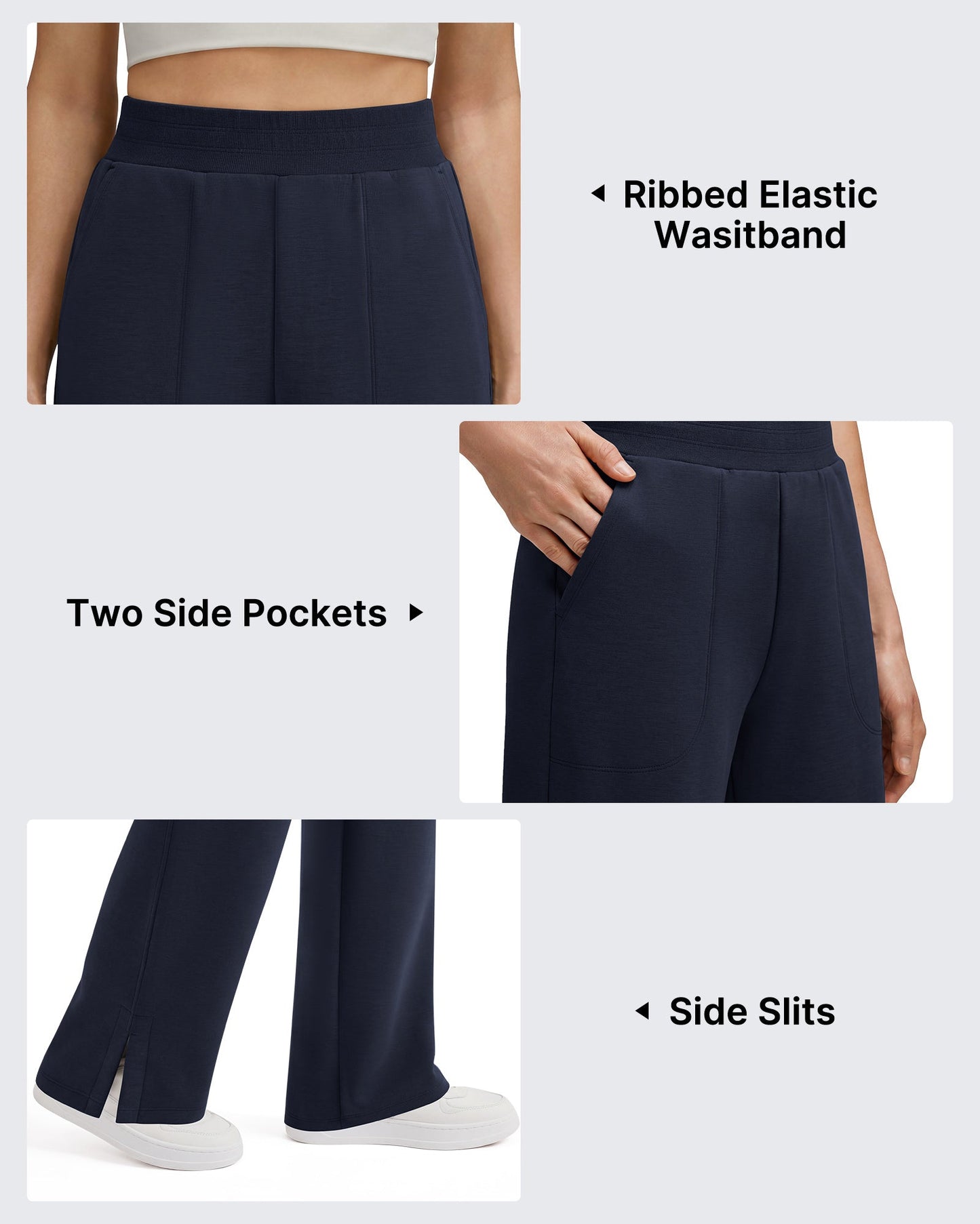 Pantalones de chándal suaves de modal Smoofit G4Free, cintura acanalada, aberturas laterales con bolsillos