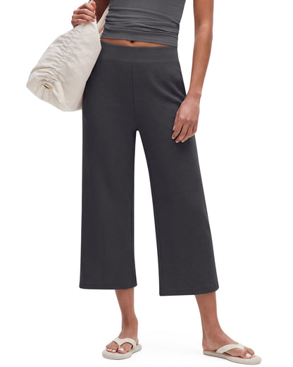 Pantalones Capri G4Free de Pierna Ancha con Gofrado y Bajos Recortados