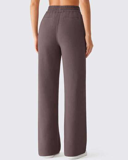Pantalones de vestir G4Free Waffle de pernera ancha, de talle alto y elásticos