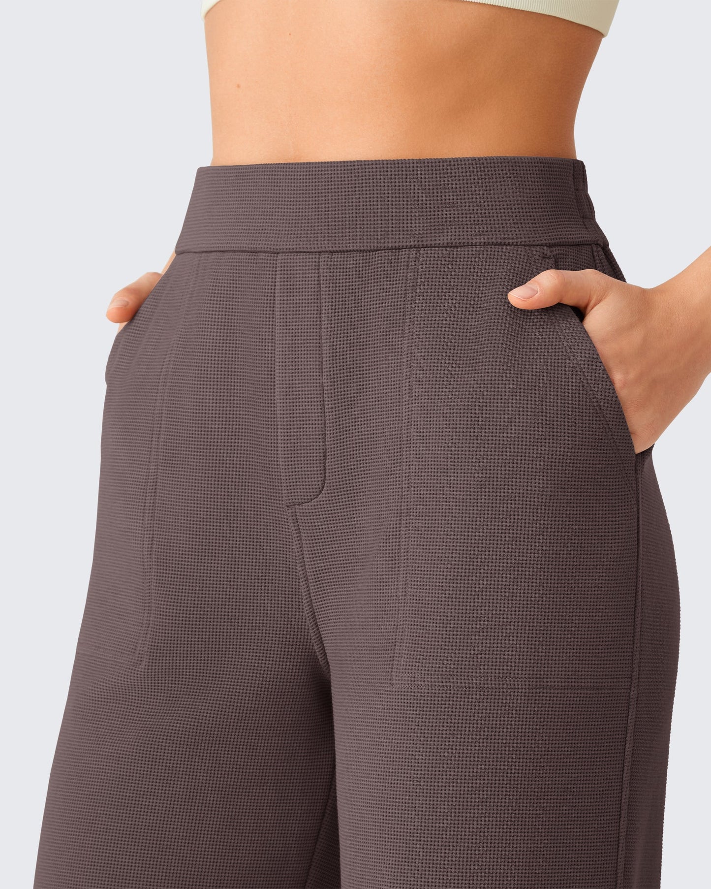 Pantalones de vestir G4Free Waffle de pernera ancha, de talle alto y elásticos
