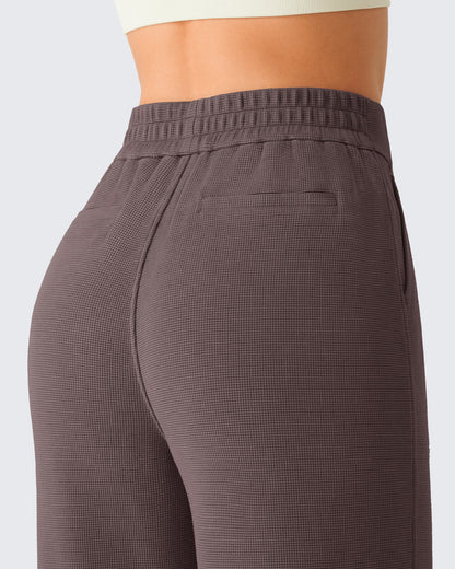 Pantalones de vestir G4Free Waffle de pernera ancha, de talle alto y elásticos