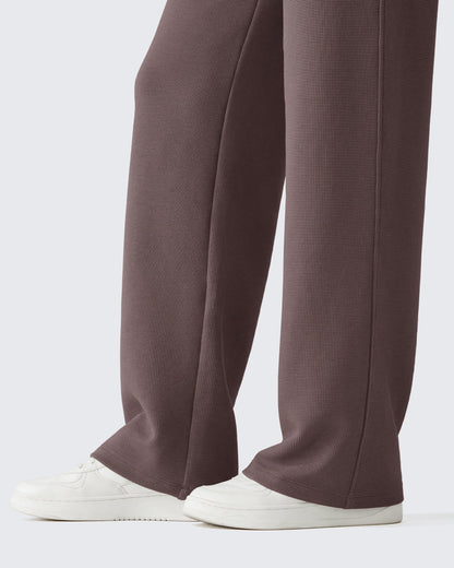 Pantalones de vestir G4Free Waffle de pernera ancha, de talle alto y elásticos