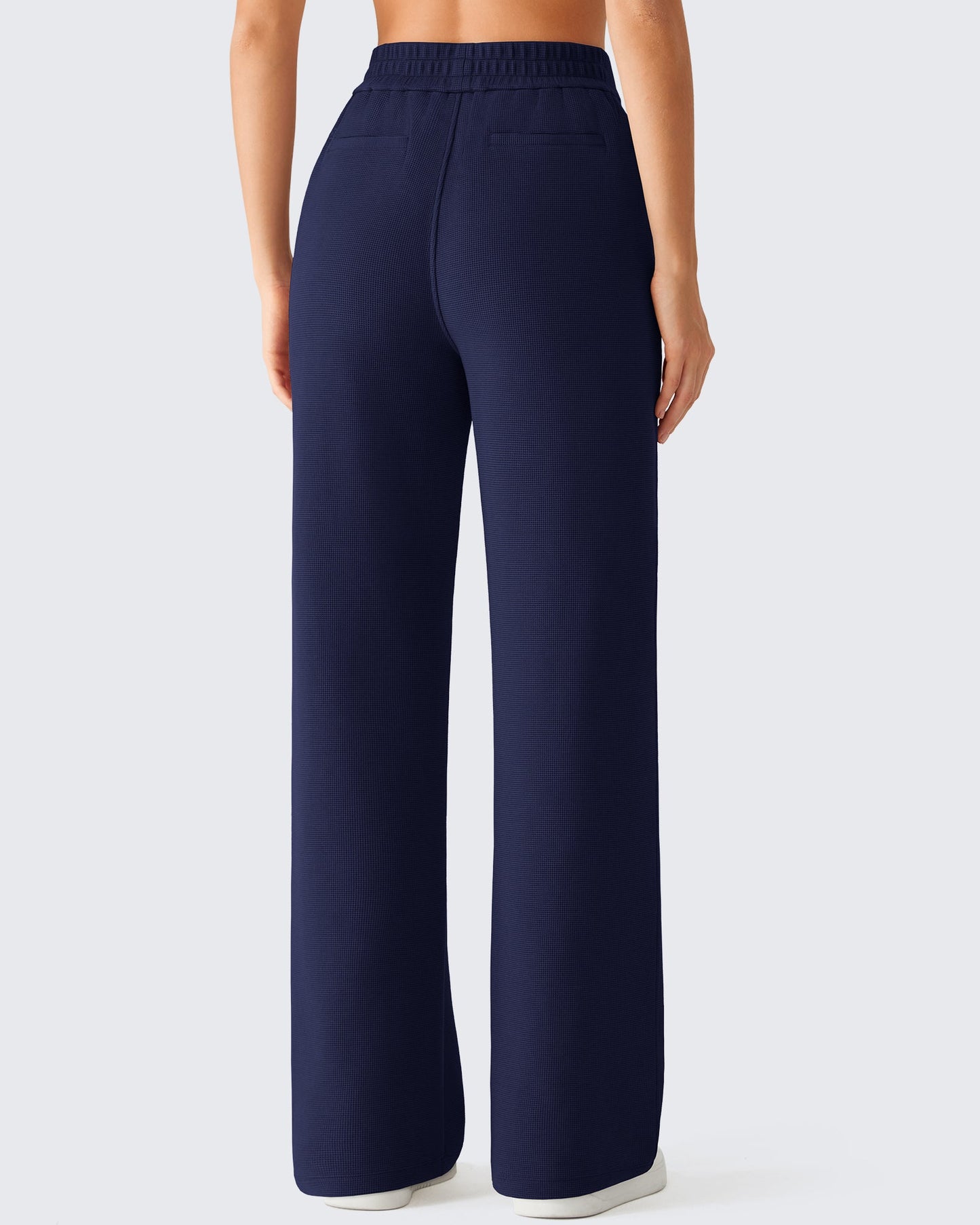 Pantalones de vestir G4Free Waffle de pernera ancha, de talle alto y elásticos