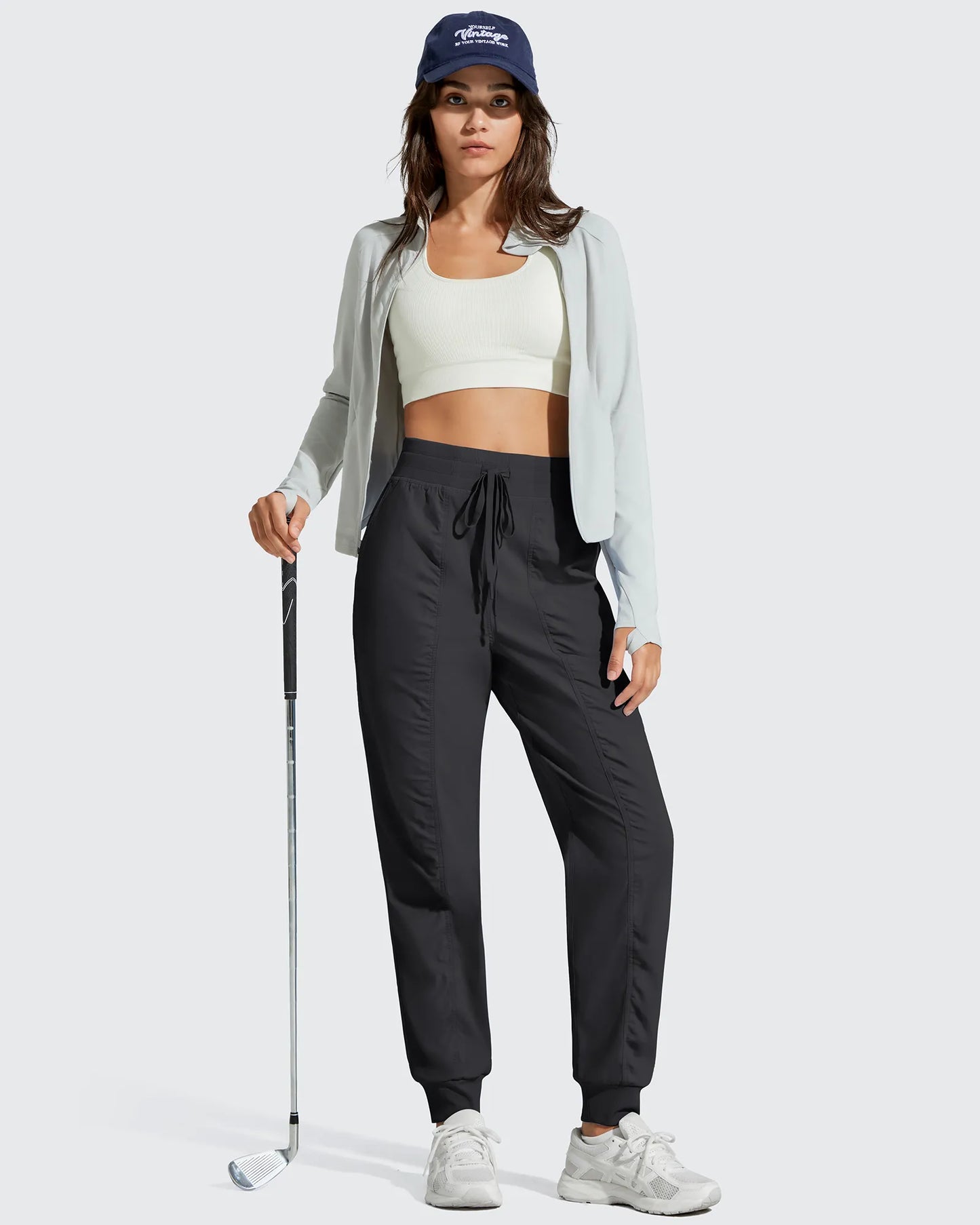 Pantalones de chándal ligeros con tobillos ajustados y cordón