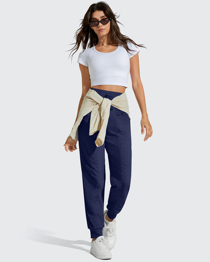 Pantalones de chándal ligeros con tobillos ajustados y cordón