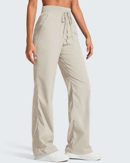 Pantalón de chándal ligero de pierna recta, fruncido y con cordón