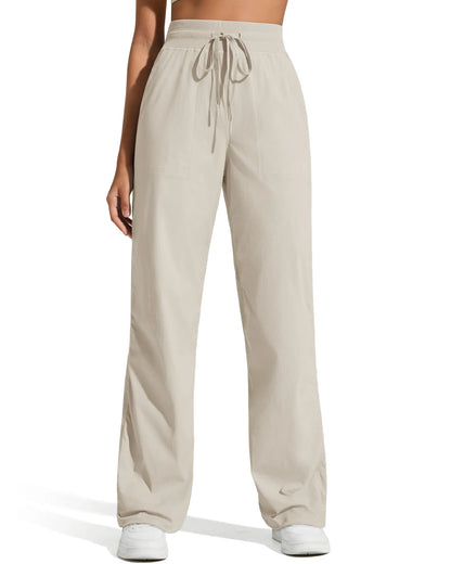 Pantalón de chándal ligero de pierna recta, fruncido y con cordón