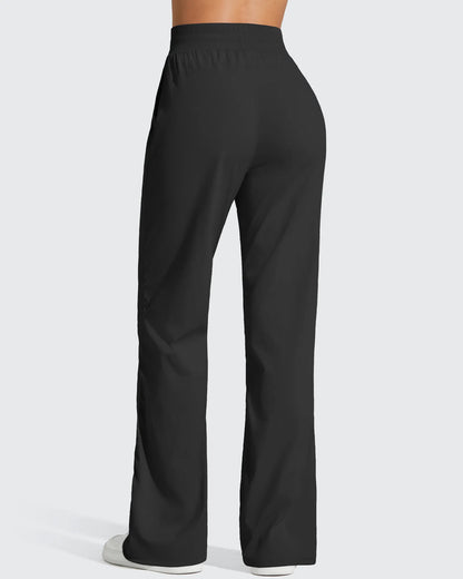Pantalón de chándal ligero de pierna recta, fruncido y con cordón