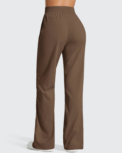 Pantalón de chándal ligero de pierna recta, fruncido y con cordón