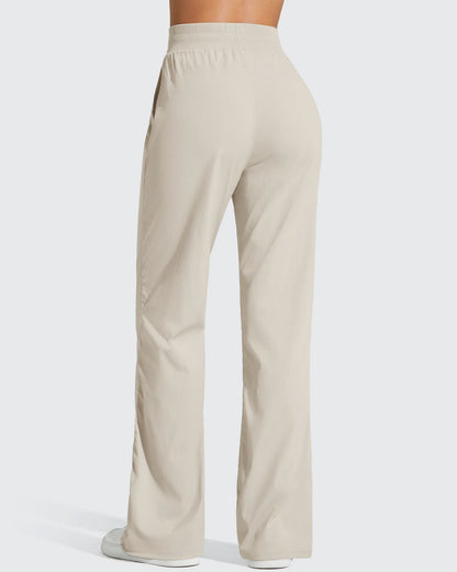 Pantalón de chándal ligero de pierna recta, fruncido y con cordón