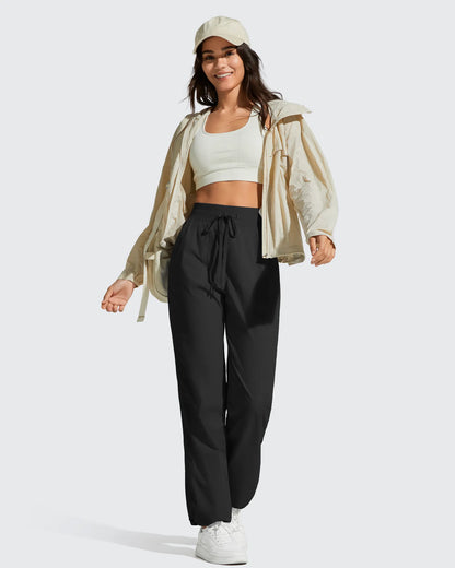 Pantalón de chándal ligero de pierna recta, fruncido y con cordón