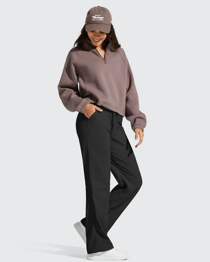 Pantalón de chándal ligero de pierna recta, fruncido y con cordón