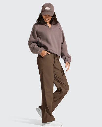 Pantalón de chándal ligero de pierna recta, fruncido y con cordón