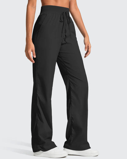 Pantalón de chándal ligero de pierna recta, fruncido y con cordón