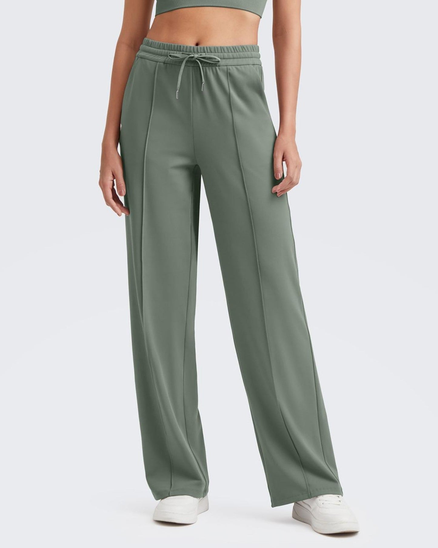 Pantalón Casual con Pliegues Delanteros Sueltos y Cordón