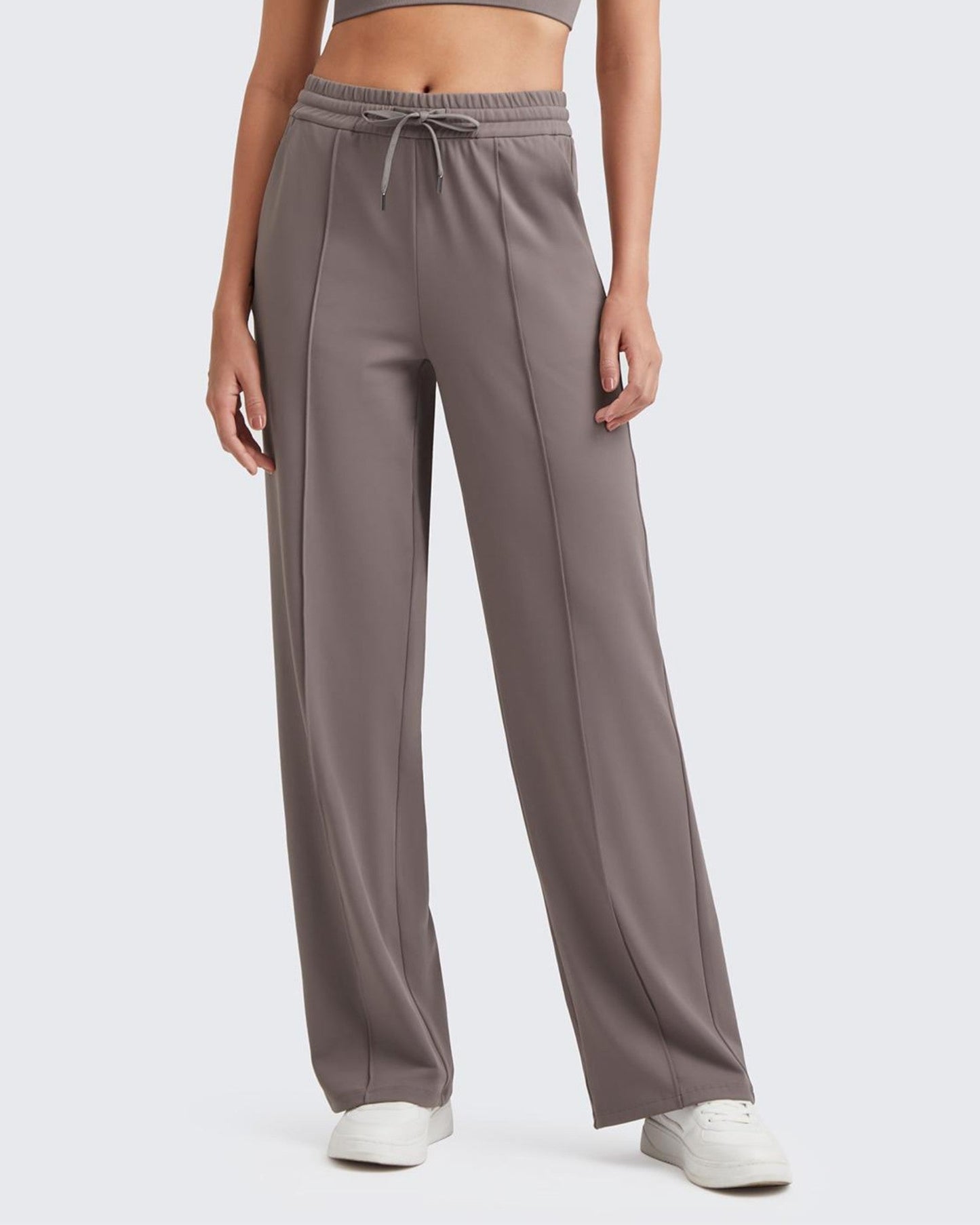 Pantalón Casual con Pliegues Delanteros Sueltos y Cordón