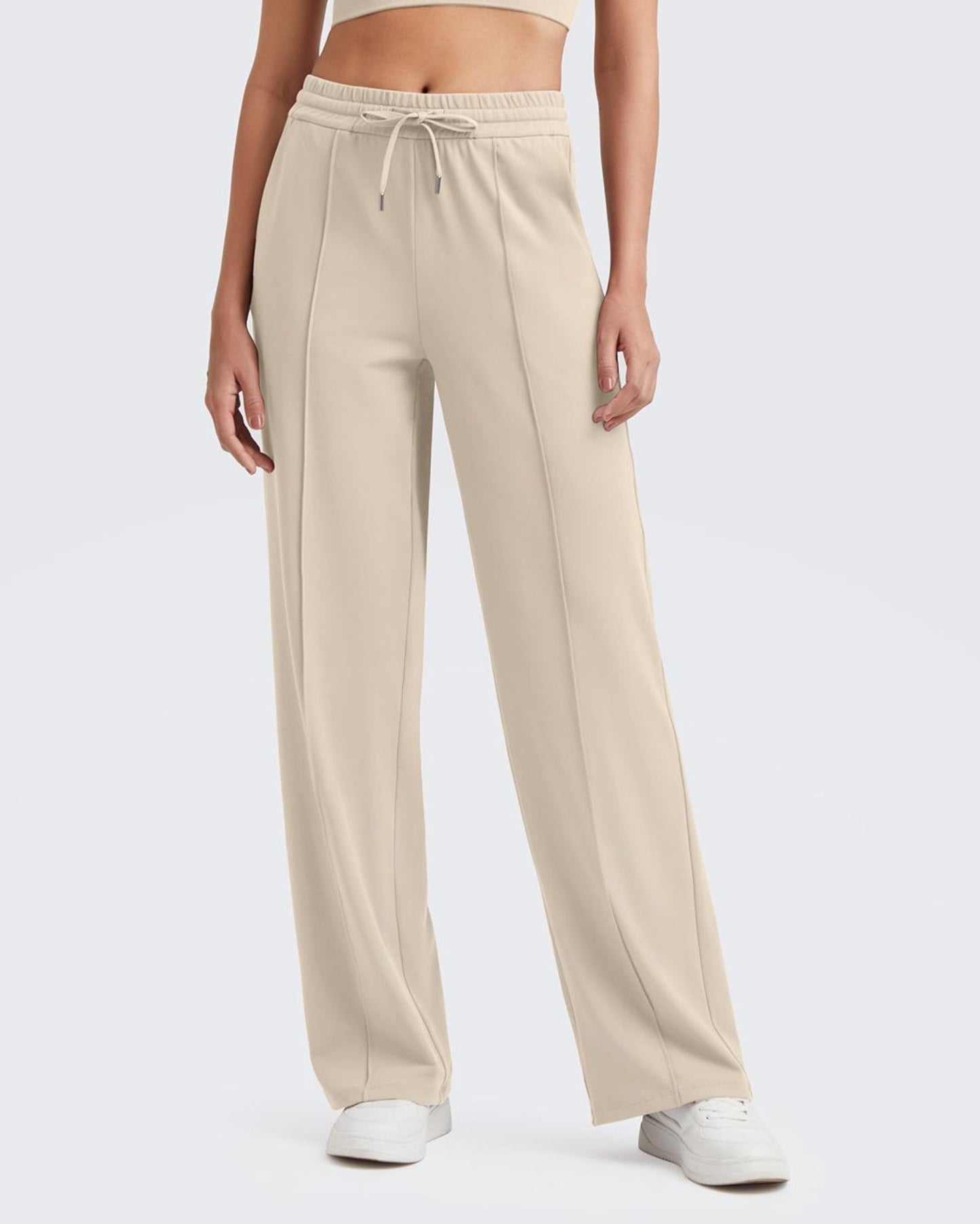 Pantalón Casual con Pliegues Delanteros Sueltos y Cordón