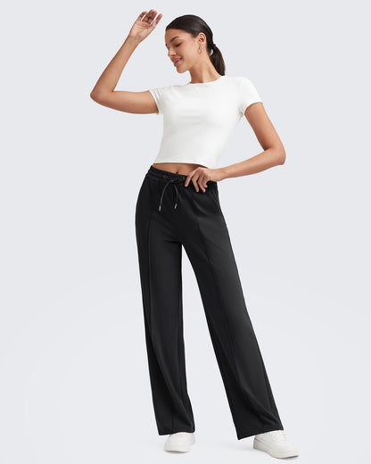 Pantalón Casual con Pliegues Delanteros Sueltos y Cordón