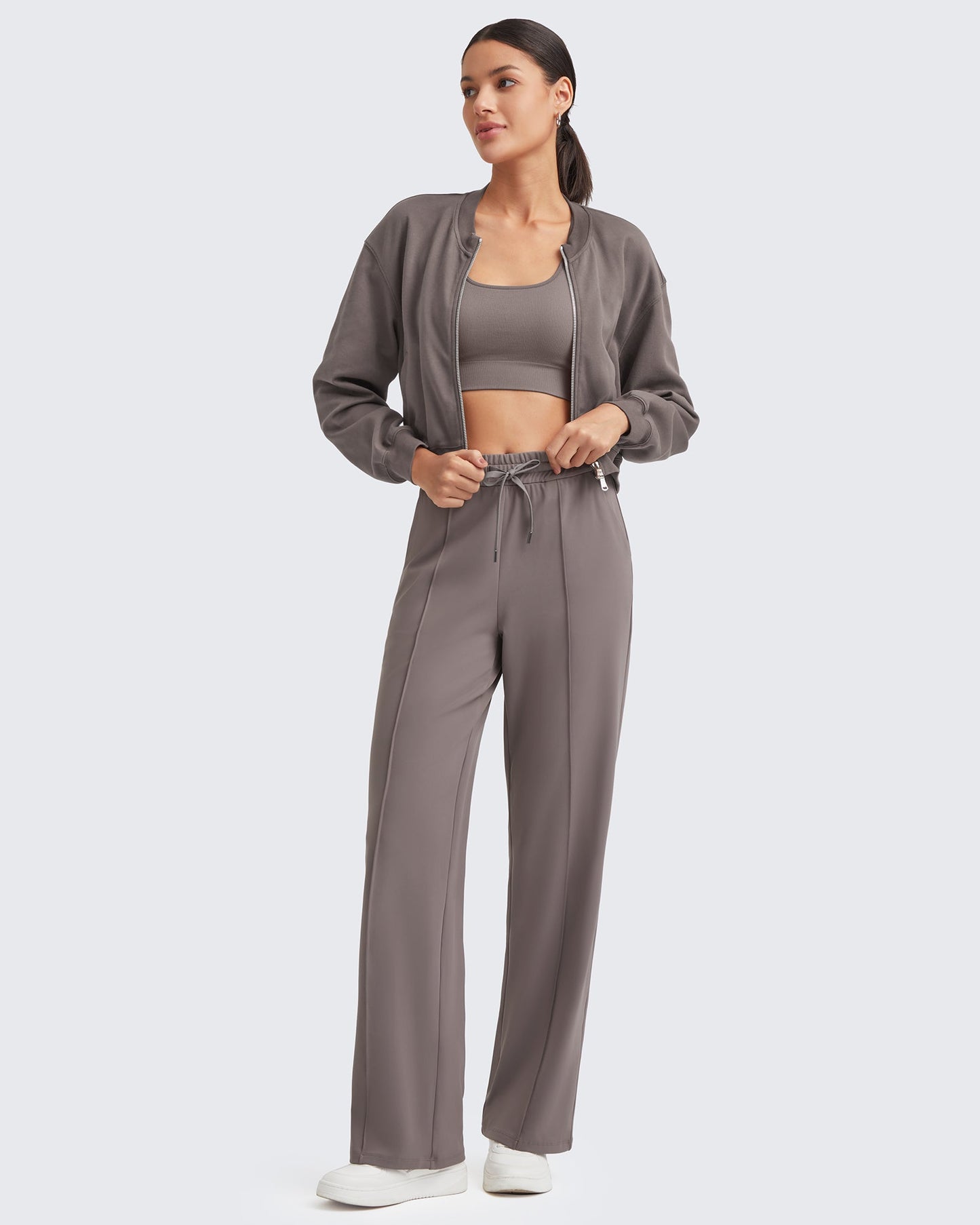 Pantalón Casual con Pliegues Delanteros Sueltos y Cordón