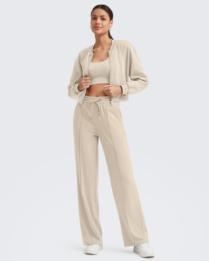 Pantalón Casual con Pliegues Delanteros Sueltos y Cordón