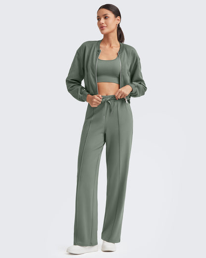 Pantalón Casual con Pliegues Delanteros Sueltos y Cordón