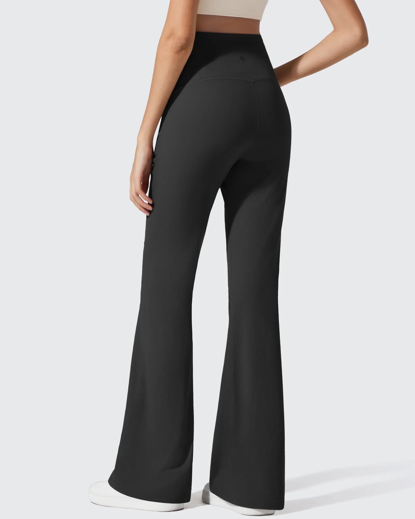 Pantalones Acanalados de Yoga Acampanados para Embarazadas con Bolsillos