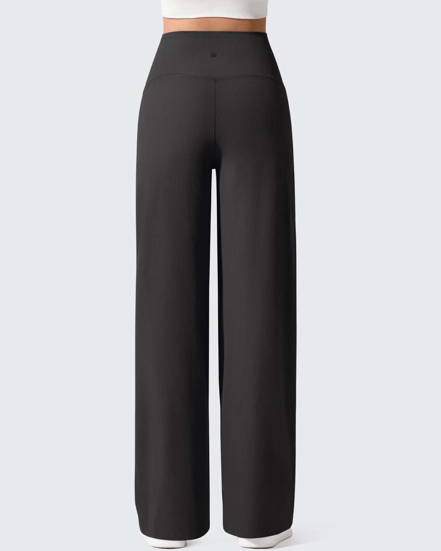 Pantalones de yoga casuales de maternidad acanalados de pierna ancha