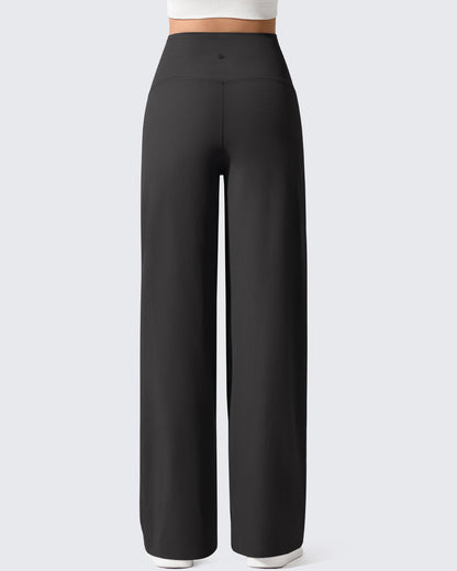 Pantalones de yoga casuales de maternidad acanalados de pierna ancha