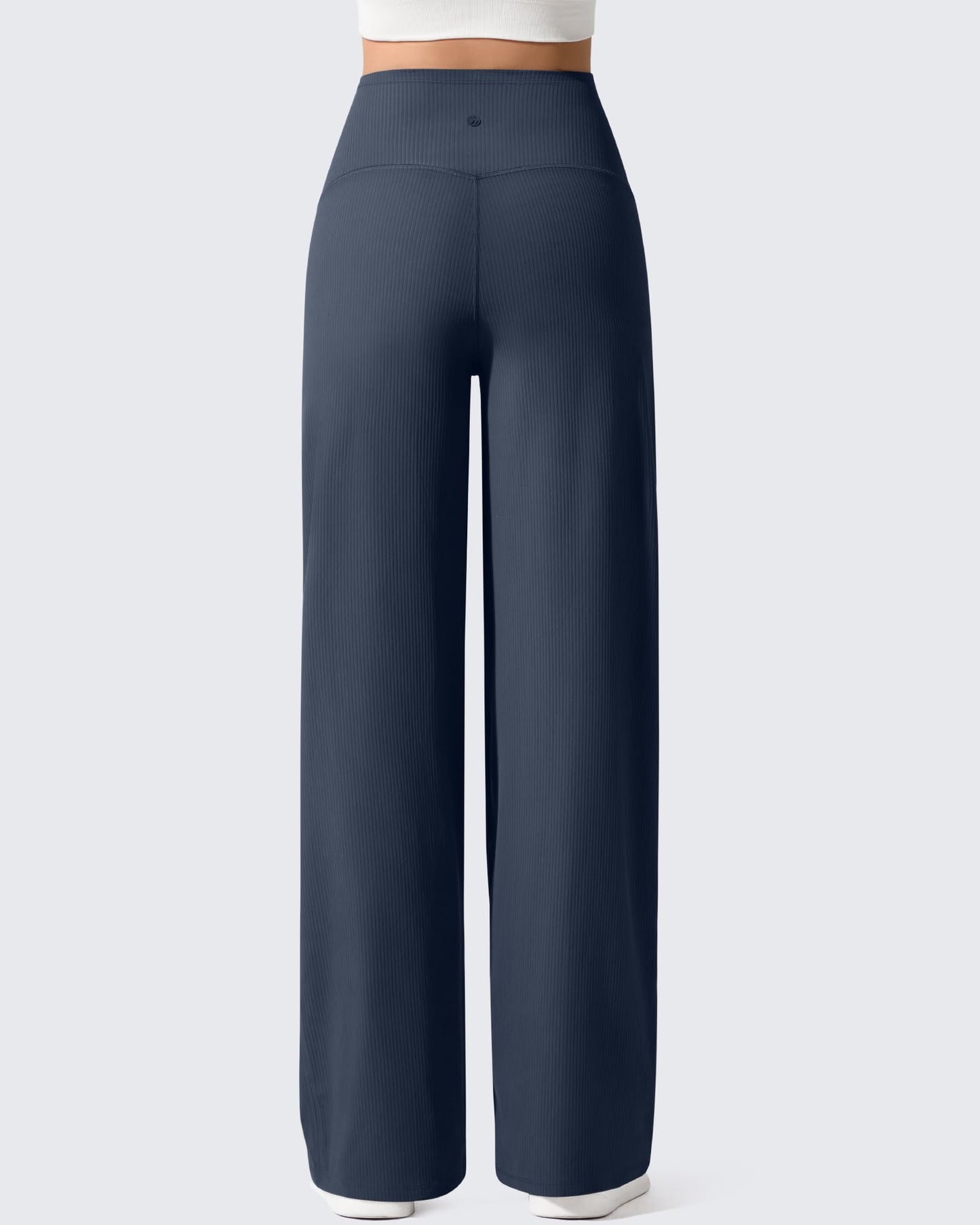 Pantalones de yoga casuales de maternidad acanalados de pierna ancha
