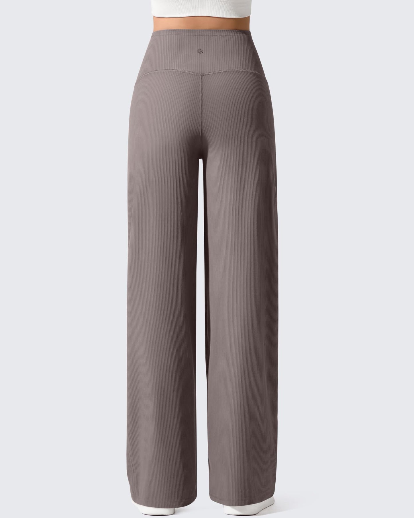 Pantalones de yoga casuales de maternidad acanalados de pierna ancha