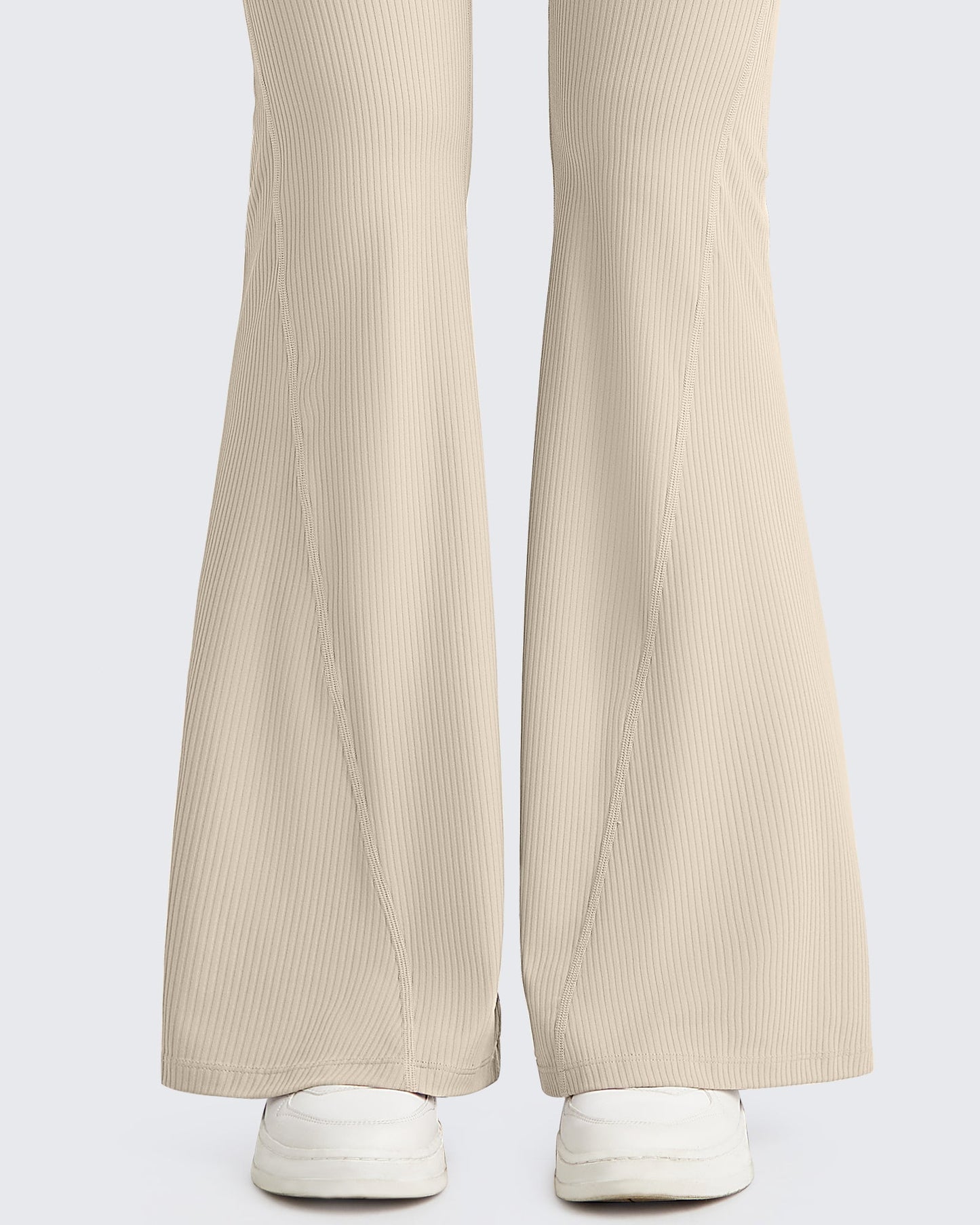 Pantalones de yoga acampanados acanalados con control de abdomen