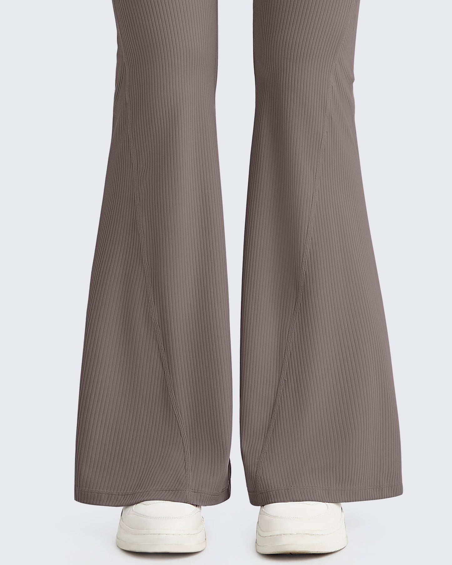 Pantalones de yoga acampanados acanalados con control de abdomen