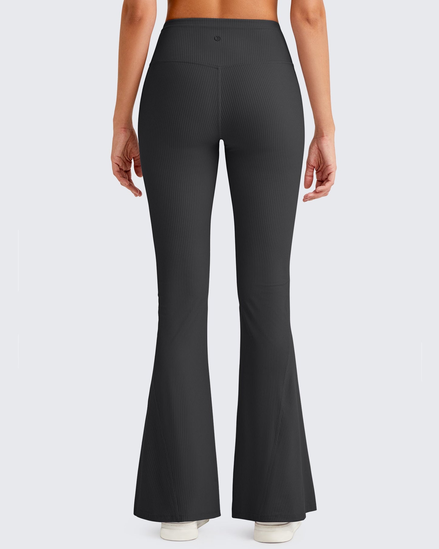 Pantalones de yoga acampanados acanalados con control de abdomen