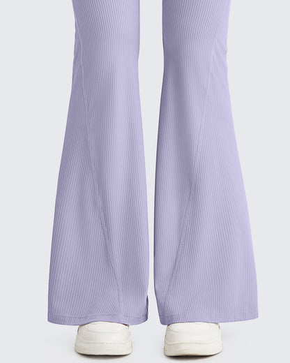 Pantalones de yoga acampanados acanalados con control de abdomen