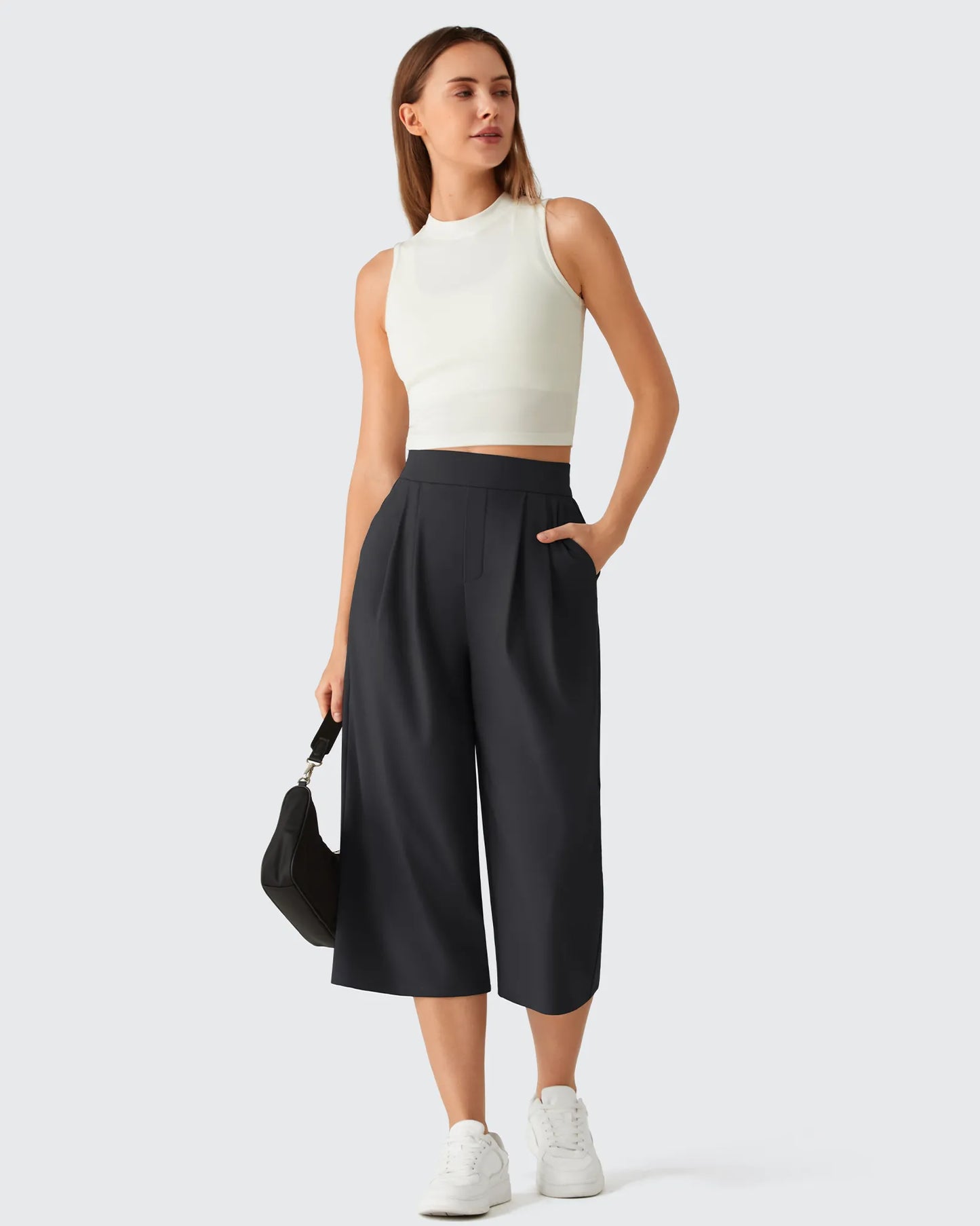 Pantalones capri ShiftReady de pierna ancha con cintura elástica de 18''
