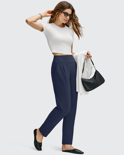 Pantalones de cintura alta cónicos hasta el tobillo con pliegues delanteros ShiftReady